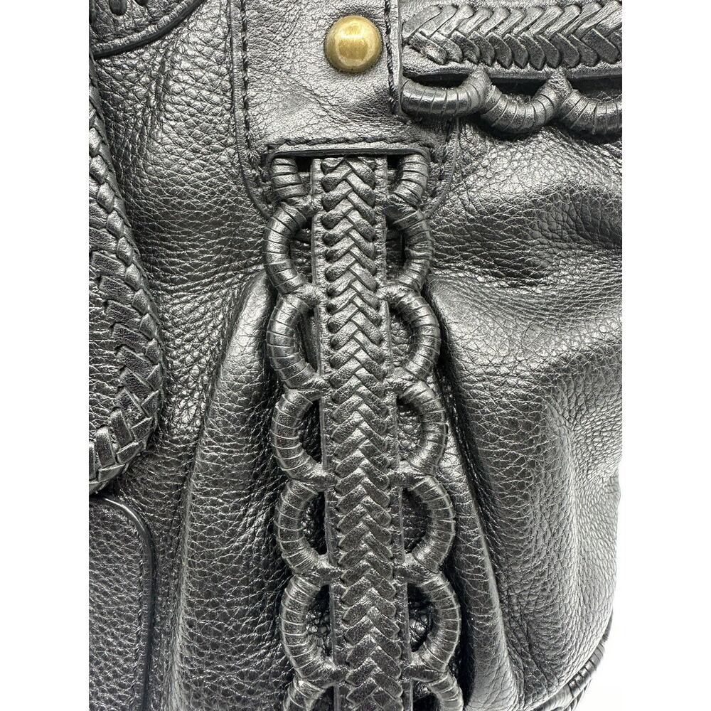 Rare Lockheart Vintage Handbag - Ruffle Braided Black Leather With Brass Bag - Picture 3 of 8